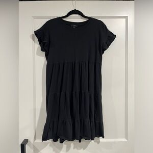 J Crew Tiered dress in broken-in jersey, Black, Size S